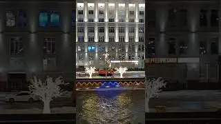 Вид с парящего моста ночью Москва парк Зарядье  