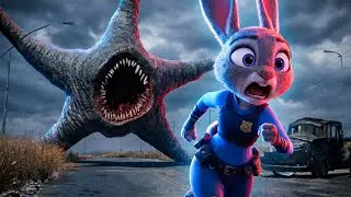 😱⭐ Judy gets into trouble with a giant starfish at the water park! 💦🐰