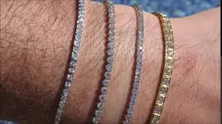 צמידי טניס משובצים יהלומים זהב לבן וצהוב | Diamond tennis bracelets set with white and yellow gold