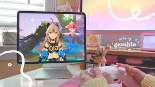🍭 playing genshin on a warm summer afternoon | 55 min of gameplay ambience (jp dub, ipad pro) ✩