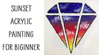 EASY acrylic painting for beginners step by step SUNSET | SIMPLE acrylic painting #9