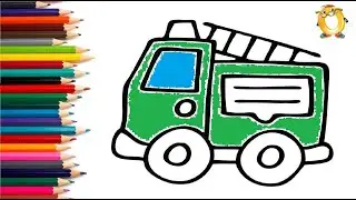 How to draw a truck. Coloring page/Drawing and painting for kids. Learn colors.