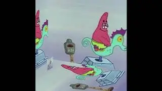 funny patrick  star riding a seahorse in the middle of nowhere