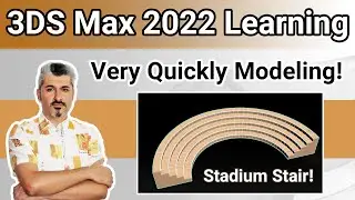 3DS Max 2022 Tutorial - Modeling very quickly an Arc Stair (Stadium Stair) with all details