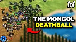 400 Pop Mongol Deathball ON Black Forest | 1v4 AoE2