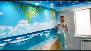 ART SOL Морской пейзаж на стене и небо на потолке
