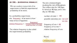 Ex 17E Experimental probability