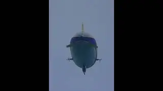 A close up look at the blimp over the Haulover Beach in Miami, Florida