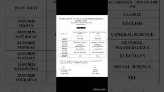 Dhubri District Class 9 and 10 Half Yearly Exam Routine 2025 Seba Assam