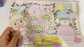 🌷paper surprise🌷asmr tutorial 🩷toka life world room 🛏️+ paper doll(toka boca)😍