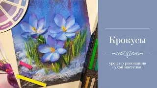 Рисуем сухой пастелью подснежники (крокусы)
