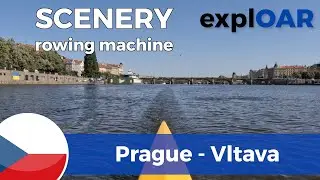 rowing in Prague - Czechia - 4K virtual Vltava river - scenery