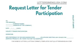 Request Letter For Tender Participation - Sample Letter Regarding Participation for Upcoming Project