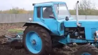 Вспашка огорода  на МТЗ 82 с турбиной трк6с