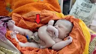 The child was born with four arms and four legs. Here's what it looked like after a while!
