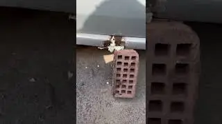 Спасли машину клиента с помощью кирпича и нанопены #автовладельцы #приколы #автосервис