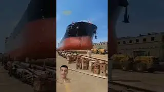 Massive Ship Launched with Tractors in China! #ImpressiveLaunch #FunnySight