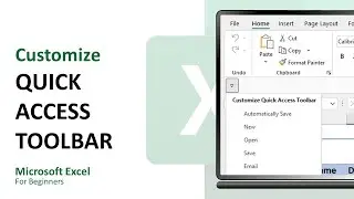 Excel for Beginners 10 - Customize Quick Access Toolbar