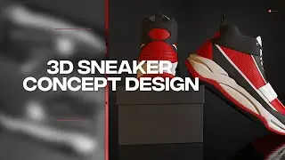 Concept Shoe Design, 3D modeling, Texturing and Rendering