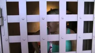 Lisa inside a jail cell at the Wyoming Territory Prison