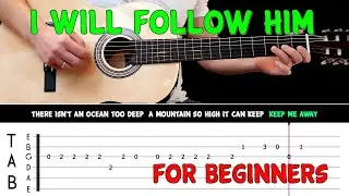I WILL FOLLOW HIM | Easy guitar melody lesson for beginners (with tabs) - Peggy March