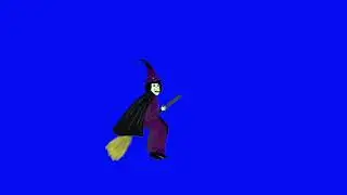 witch greenscreen vfx/ chromakey royalty free/sorcière animation