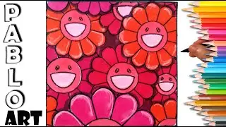 Coloring flowers with Red markers | Learn to Draw step by step