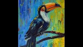 Рисуем маслом экзотическую птичку