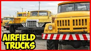 Airfield vehicles. Airport heavy truck. Airport vehicles