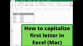How to capitalize first letter in Excel (Mac)