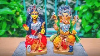 Coloring of Lakshmi Ganesh idol 👣🌾🌺