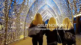 OSLO NORWAY, Christmas Market & Karl Johan🎄Virtual Walking Tour🇳🇴 4K/60ftp