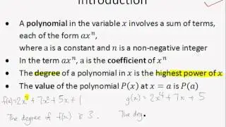 A Maths Chap 4.1 Polynomials - Introduction and Example 1