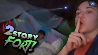 Overnight In 2 STORY FORT!! | Overnight Challenge