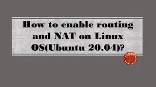How to enable routing and NAT on Linux OS(Ubuntu 20.04)?