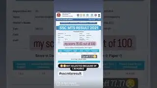 My SSC MTS 2021 RESULTS😔😔I'm not Selected 