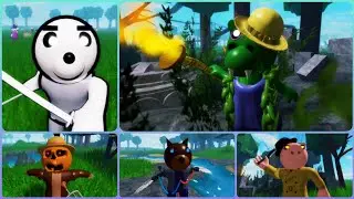 THE PIGGY BATTLE ALL WAVE 3 BADGE SKINS JUMPSCARES.
