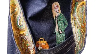 Девушка в костюме Шанель вышита на шоппере