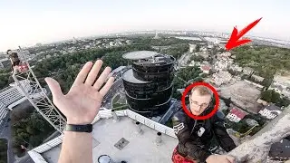 MADNESS ESCAPE FROM SECURITY AND POLICE. 20 PEOPLE ON THE ROOF OF ELITE BUILDING!