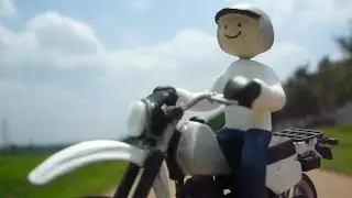 Motorcycle toy touring in summer