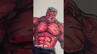 Drawing RED HULK!! 💀🔥 #comicart #drawing #inksketch #captainamerica #shorts