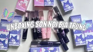 [UNBOXING & SWATCH] Unbox asmr son nội địa trung trên Shopee💄 // Bst Kuromi và Melody của FOCALLURE🤩