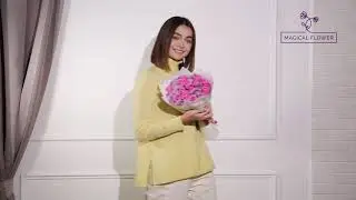 25 разноцветных роз 50 см 