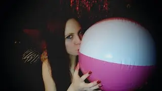 Blowing Up an Inflatable Pink and White Beachball  |  Balloon ASMR / Inflatable ASMR