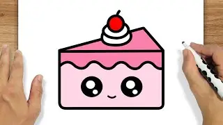 COMO DESENHAR UMA FATIA DE BOLO KAWAII