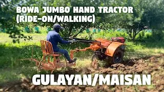 BOWA Jumbo Hand Tractor - Ride On Type with Moldboard Plow Implement. Initial Dry Land preparation
