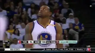 Andre Iguodala between the leg alley oop to Shaun Livingston... after the whistle