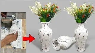 Cara membuat vas bunga dari semen //How to make a flower vase from cement