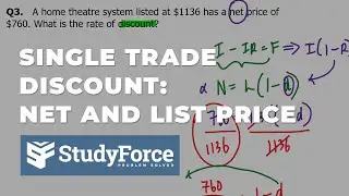 Single Trade Discount: Finding Net and List Price Examples