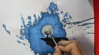 Creative watercolor || Watercolor night scene ||